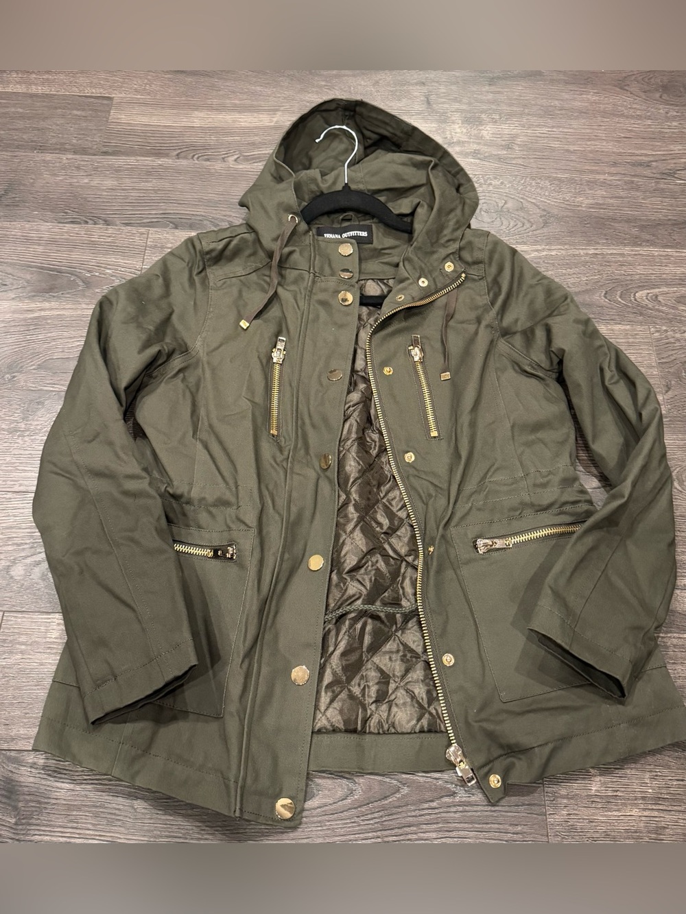 NWT 🆕 🍁 Olive Hooded Utility Jacket with Quilted Lining